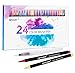 Watercolor Real Brush Pens Set, 24 Vibrant Markers with 1 Refillable Water Brush Pen for Artists and Beginner, Flexible Brushes Tip for Calligraphy Lettering Coloring Hand Writing Sketching