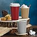 Nicole Home Collection Double-Walled Insulated Ripple Paper Disposable Cups With Lids For Hot Beverage, Pack of 30 Coffee Cup, 16 oz, Tan