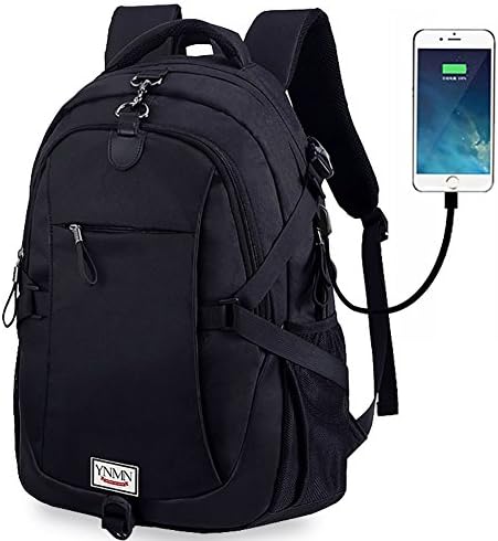 College Backpack School Bags Student Daypack Business Laptop Backpack Travel Hiking Knapsack Rucksack Anti theft Water Resistant 15.6 Computer Back Pack with USB Charging Port by DALNK (Black)