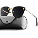 WELUK Fashion Polarized Rimless Cateye Sunglasses Oversized Color Tinted Black