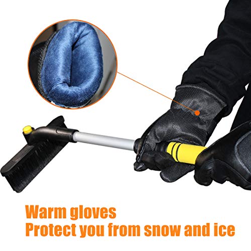 EDOU Extendable Snow Brush and Ice Scraper with Foam Grip Glove - Auto Window Windshield Snow Brush - Car Truck SUV Winter Snow Removal - Thumbnail 3