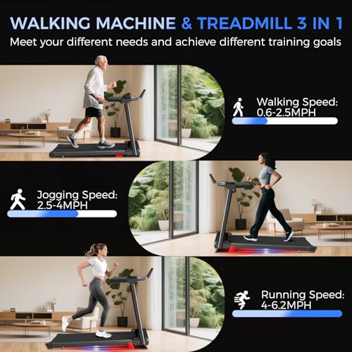 Treadmill with Incline 3-in-1 Portable Treadmills for Home Small, Incline Walking Pad Treadmill with Handle Bar, Walking Pad Foldable with 3.0HP Quiet Brushless, LED Dispay, 350LBS Capacity