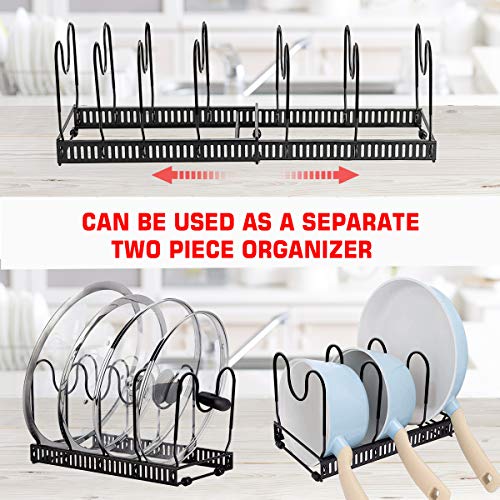 Expandable Pan Rack Organizer, G-TING 7+ Adjustable Pot Lid Holders & Bakeware Rack, Kitchen Cookware Pantry Cabinet Storage Rack with 7 Expandable and Adjustable Compartments (Up to 23") - Thumbnail 5