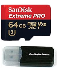 Sandisk 4326596692 Extreme Pro - Tarjeta de memoria 4K para cámara DJI Mavic Pro, Spark, Phantom 4, Phantom 3 Quadcopter 4K UHD Drone UHS-1 V30 64G Micro SDXC con todo menos Stromboli Reader
