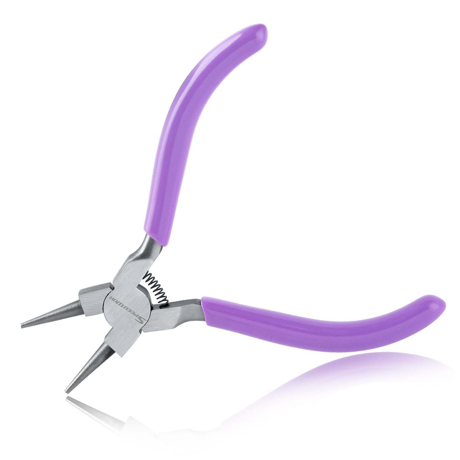 SPEEDWOX Round Nose Pliers for Jewelry Making, Wire Looping, Bending, Micro, Mini, Small, Looper, Anti-Rust, Ergonomic Grip, PVC Handle, Carbon Steel, Purple