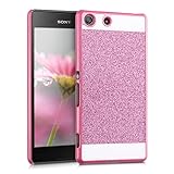 kwmobile Hard case Design glitter rectangle for Sony Xperia M5 in dark pink white
