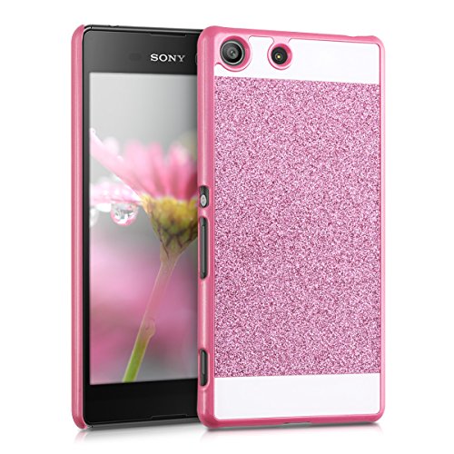 kwmobile Hard case Design glitter rectangle for Sony Xperia M5 in dark pink white