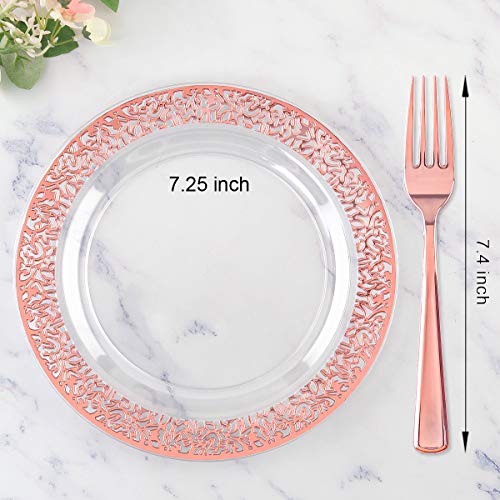 72 Pieces Rose Gold Dessert Plates 7.5