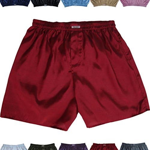 Luxury Satin Boxer Shorts Men's Sleepware Underwear, 35"-37", Red