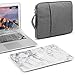 GMYLE MacBook Air 13 Inch Case A1466 A1369 Old Version 2010 2017, Handle Carrying Sleeve Bag, Keyboard Cover 3 in 1 Set (White Marble & Grey)