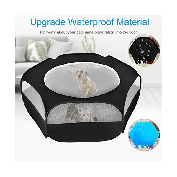 XIRGS-Small-Animal-Playpen-Waterproof-Small-Pet-Cage-Tent-Portable-Outdoor-Exercise-Yard-Fence-with-Top-Cover-Anti-Escape-Yard-Fence-for-HamsterKittenCatRabbitsBunnyGuinea-PigPuppyChinchillas XIRGS Small Animal Playpen, Waterproof Small Pet Cage Tent Portable Outdoor Exercise Yard Fence with Top Cover Anti…