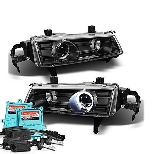VIPMOTOZ LED Halo Ring Black Projector Headlight Lamp Assembly For 1992-1996 Honda Prelude - Built-In 55 Watts Xenon HID LED Low Beam, Driver & Passenger Side