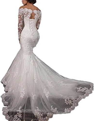 2019 Lace Mermaid Wedding Dresses Applique Beaded Long Sleeve Bridal Gowns Formal