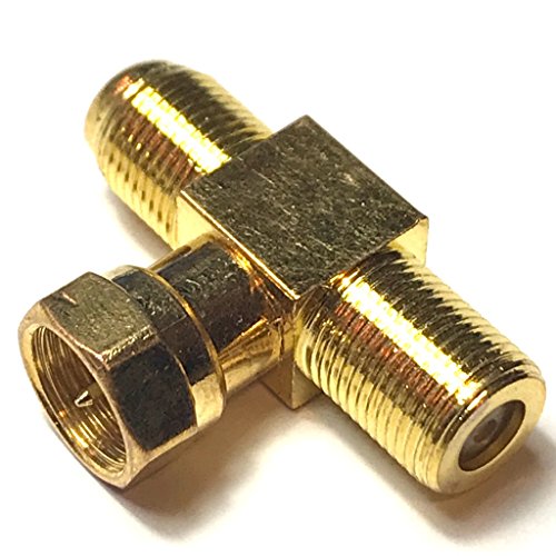 CESS F-Type TV Connector Male to 2 Female Extension Splitter Adapter - F Male to F Dual Female (rel) (2 Pack)