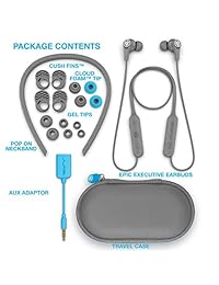 JLab Audio Epic Executive Auriculares inalámbricos con cancelación activa de ruido   Bluetooth 4.1   Duración de la batería de 11 horas   Universal Music Control   Auriculares Bluetooth, estuche de viaje incluido   gris