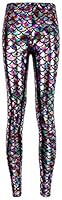 Alaroo Women Bling Mermaid Print Scale Leggings Pants Rainbow S