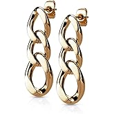 20GA 316L Stainless Steel Chain Link Dangling Stud Earrings, Sold as a Pair
