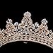 FUMUD Charm Rhinestone Zircon Crown Bridal Tiara Crystal CZ Diadem For Bride Princess Pageant Wedding Hair Accessories (#101 rose gold)