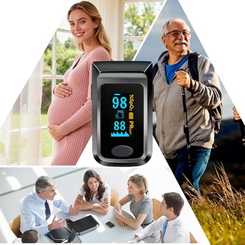 Keanor Pulse Oximeter Fingertip Oxygen Monitor for SpO2 & Pulse Rate | Health Canada Licensed, Fingertip pulse oximeter for SpO2 blood oxygen & pulse rate with OLED graph, Batteries included