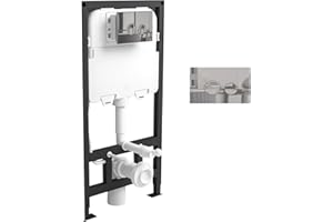 MEJE #MZE014P- in-Wall Toilet Tank Carrier with Dual-Flush Actuator Plate, White (Compitable with #MZE014P Wall-Hung Smart To