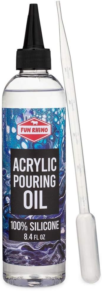 Acrylic Pouring Oil 100% Silicone - Large 8.4 Oz. Size (Includes Pipette)