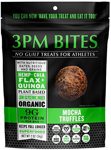 3PM BITES TRUFFLES - USDA Organic, Plant Based, Vegan, Paleo, Non-GMO, No Added Sugar, Superfoods and Grains - Great tasting on the go snack treats for everyone (Mocha 3)