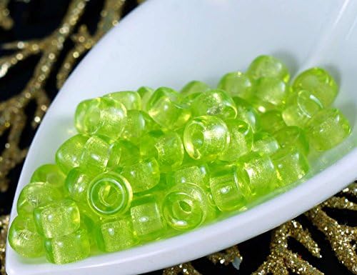 Clear Lime Green Czech Glass Pony Beads Ring Roller Crow 6mm x 3mm 50pcs