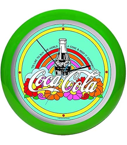 Coca Cola Evergreen Neon Clock - Orologio Da Parete Al Neon Verde E Cromo - 25W - Funziona A Batteria E Corrente