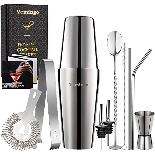 20-Teilig Cocktail Set mit Ständer | Vemingo Cocktail Shaker Set Cocktail Mix Set | 750ml Cocktailshaker Edelstahl…