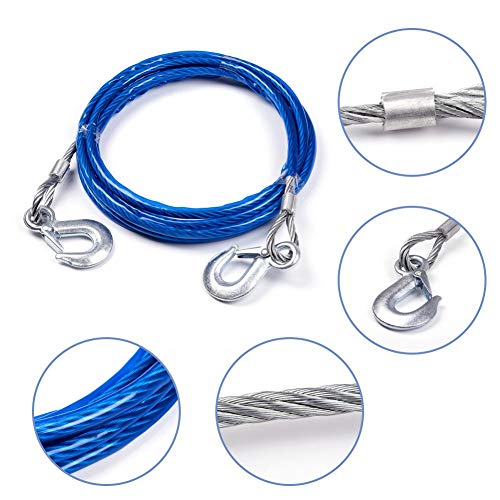 TopGreen 4M 5 Tons Steel Wire Stop Selling, 11' Tow Cable (2) - Thumbnail 2