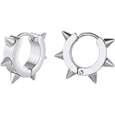 Richsteel Hoop Earrings for Women Mens Stud Hinged Huggie Punk Dangle Spikes/Cross Piercing Earrings Set