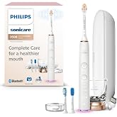 Philips Sonicare DiamondClean 9500 Electric Toothbrush 3 Brush Heads, Rose | 2000% More Plaque Removal&sup1;, Visual Pressure Sensor, 15 Brush Setting, App Connected, 14-Day Battery, Charging Case, HX9923/61