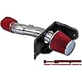 High Performance Parts Cold Air Intake Kit & Red Filter Combo Compatible for Mustang 2005-2009 GT 4.6L V8