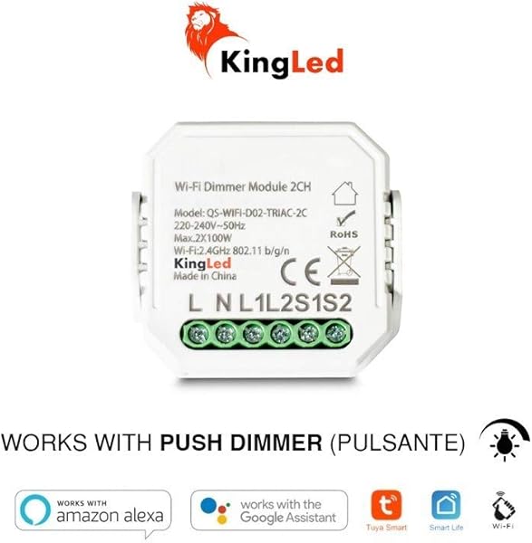 Kingled   Regulador Triac de 2 canales   Mdulo regulador para 2 botones   Smart WiFi compatible con Alexa Google y Smartphone