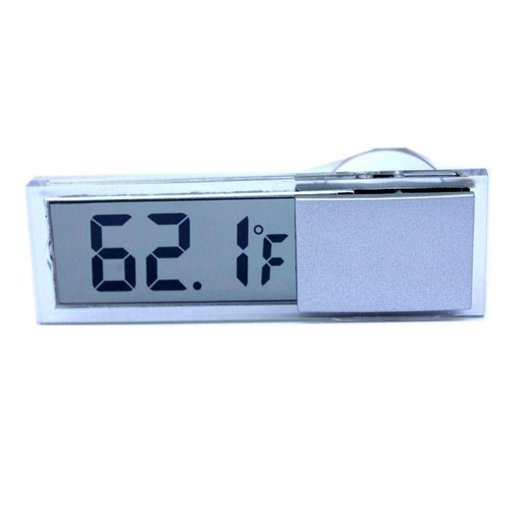 Fanala Vehicle Electronic Suction Cup Digital Clock Transparent LCD C Glass Thermometers