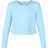 Noomelfish Girls Long Sleeve Crop Tops Kids Cute Dance Cropped T-Shirts (5-14 Years) (5-12 Years)