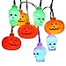 Brizled Skull Pumpkin Halloween Lights, 32 LED 13.12ft Pumpkin Lights Skull Lights string, Battery Jack-O-Lantern Halloween String Lights, Indoor & Outdoor Party and Halloween Decorations, Multicolor