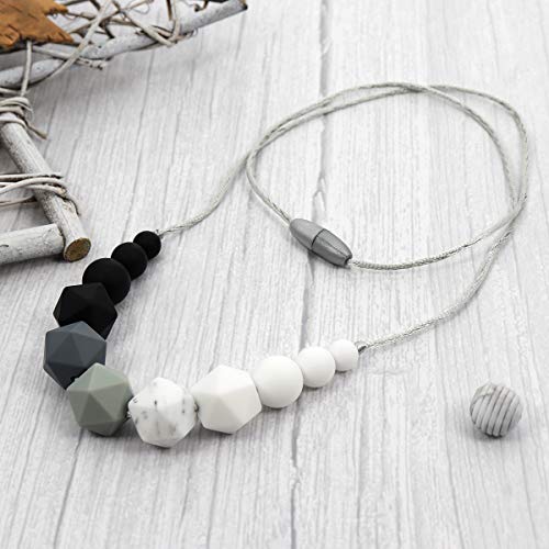 Teething Necklace Breastfeeding Nursing Necklace for Mum to Wear Baby BPA Free Silicone Beads Babies teethers Sensory chewlery for Kids