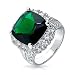 Bling Jewelry 7CT Cubic Zirconia Green Simulated Emerald Cut Fashion CZ Cushion Cut Statement Ring for Women Silver Plated Brass