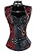 Charmian Women's Retro Goth Spiral Steel Boned Brocade Steampunk Bustiers Corset with Jacket and Belt Black/Red XXXX-Large