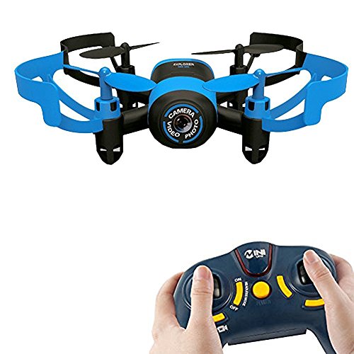 AICase Mini RC Quadcopter Drone, 2.4Ghz 6-Axis Gyro 4 Channels JXD 512W Helicopter Headless Mode UFO With 0.3MP Camera, Blue Bee (Blue/With WIFI)