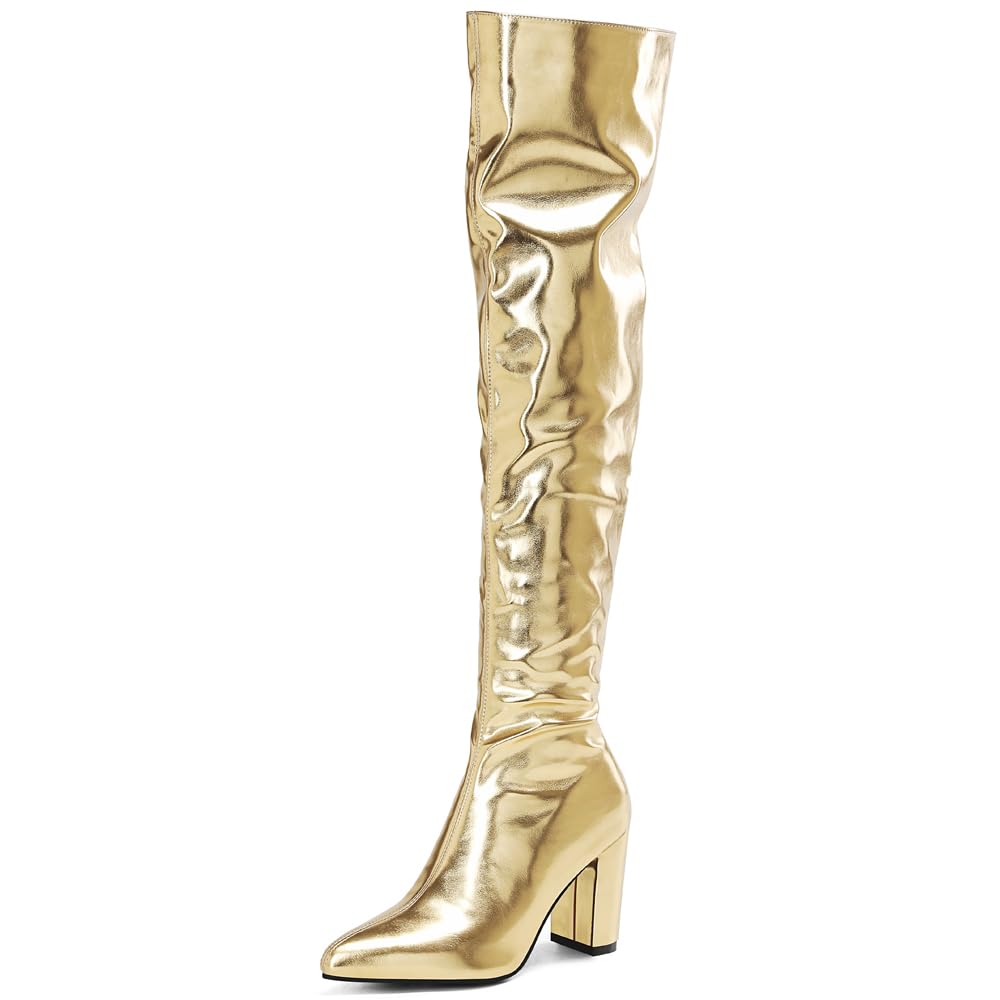 Yetta Pointed Toe Overlay High Heel Boots - Black