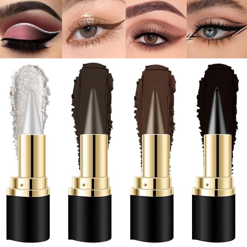 Eyeliner Pencil,4 Colors Eye-liner Pen Gel,Eyeliner Pencil Long Lasting,Quick Dry Waterproof Formula Eye Liner,Smooth Matte Eye Liner Sticks,Smudge-proof All Day Makeup,Matte Finish (#A)