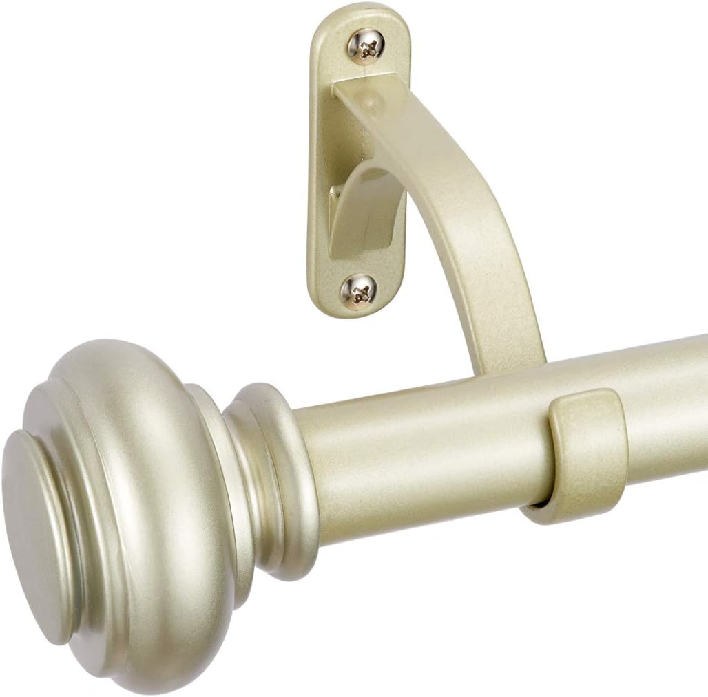 Vimayta 1 inch Curtain Rod with Resin Finials, 18-36 inches Classic Urn Adjustable Curtain Rod, Decorative Window Curtain Rod, Single Window Drapery Rods, Light Gold: Home & Kitchen