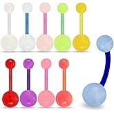 10 UV luminescent balls, bioplastic flexible banana belly button buckle (10 mixed colors)