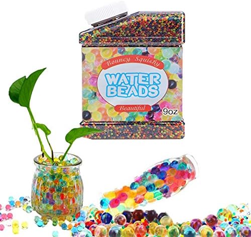 Easter Day Gifts, Mega Water Beads Jar Pack (9 Oz, 51000 beads) Rainbow Mix Jelly Water Growing Balls for Kids Tactile Sensory Toys, Vases, Plants, Wedding and Home Decoration (Jar Pack)