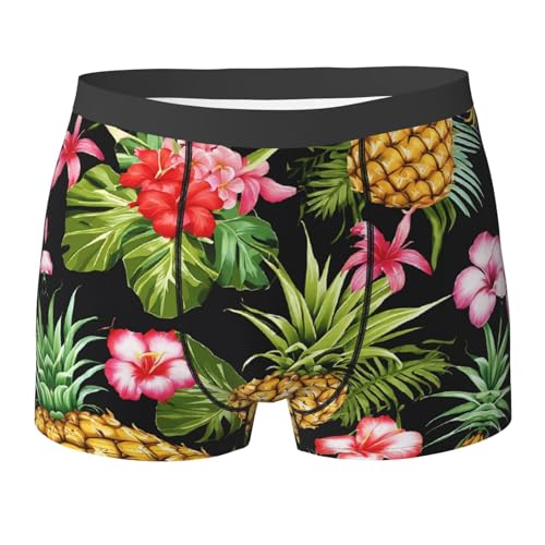 SYHEART Pineapple And Flowers Print Men'S Boxer Briefs With Elastic Comfort Fit Design For All-Day Wear