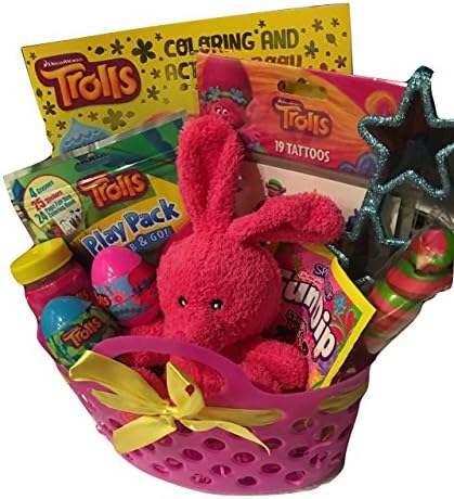 Trolls Themed Kids Easter Basket or Gift Bundle Set with Coloring Books, Stickers, Candy
