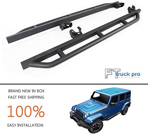 UDIT 07-18 Jeep Wrangler JK 4 Door Body Side Armor Rocker Guard Rock Slider Black Textured Pair