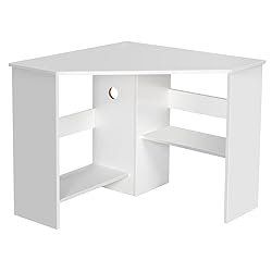 Tangkula White Corner Desk - 90 Degrees Triangle